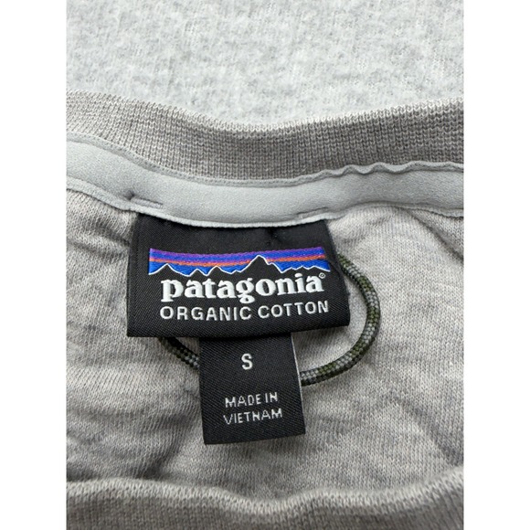 Patagonia Sweatshirt Womens Small Gray Organic Cotton Quilted Crew Pullover - Picture 3 of 8